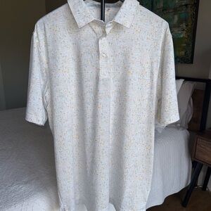 Men's Straight Down golf White Patterned Polo Shirt